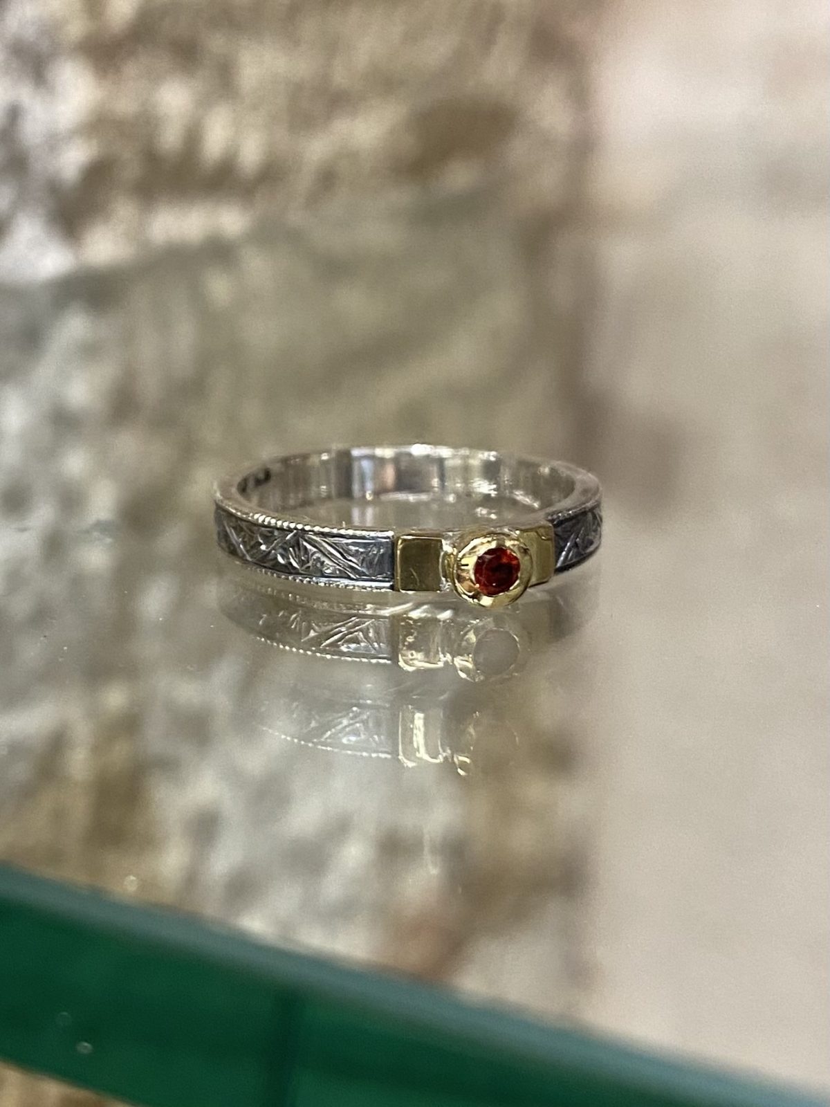 IMG_5682 engraved ring with garnet - Image 1