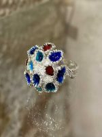 Enamel bouquet ring